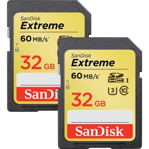 Sandisk Extreme SD kaart 32 GB (Dubbelpak)
