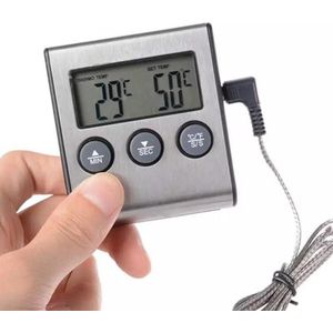 Boticz - 2-in-1 Magnetische Digitale Kern Thermometer Met Keuken Timer Alarm - Magnetische Vloeistof/Vlees Temperatuurmeter Met Meetsonde Draad & Kook Timer - 0-250 Graden Celcius - Inclusief gratis batterijen