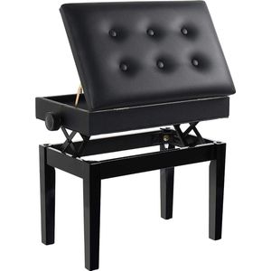 Pianokruk - Zinaps Houten Piano Bank met opbergvak, gevoerde stoel in zacht PU-leer (WK 02128)