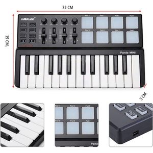 PiProducts Keyboard - Draagbare 25-Key Usb Keyboard - Drum Pad Muziek - Elektronische Geluid Controller -