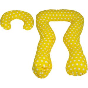 Voedingskussen - Zwangerschapskussen - set - 100% katoen - 300 cm - geel met witte stipjespatroon