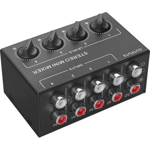 eSYNiC® CX400 Professionele 4 Kanaals mini stereo audio mixer - Zwart