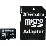 Verbatim, MicroSDHC Card 16GB CLASS 10 + Adaptor