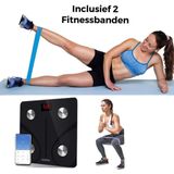 Smart Body Fat weegschaal +2 Fitnessbanden - Bluetooth - Smartphone App, Monitor voor Lichaamsvet, BMI, Lichaamsgewicht, Spiermassa - afvallen