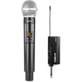 Draadloze microfoon - Vonyx WM55 plug-in draadloze microfoonset UHF - Mobiele draadloze zang, spraak en karaoke microfoon set op accu