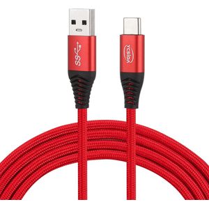 1,8 m nylon gevlochten kabel USB naar Type-C Data Sync-oplaadkabel met 110 koperen draden, ondersteuning voor snelladen, voor Galaxy, Huawei, Xiaomi, LG, HTC en andere slimme telefoons (rood)