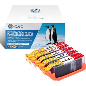 G&G Canon PGI-580/CLI-581 XL - Huismerk Inkcartridge - Multipack / Zwart / Cyaan / Magenta / Geel