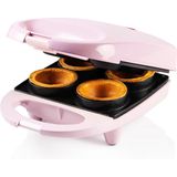 Bestron Wafelijzer voor 4 mini wafelvormen, wafelmaker voor bakjes voor o.a. schepijs, met antiaanbaklaag, retro design, 520 Watt, kleur: roze