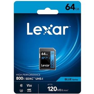Lexar SDXC Blue Series UHS-I 800x 64GB V30