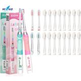 Polaza® Elektrische Tandenborstel Voor Kinderen Set - 2 Tandenborstels + 22 Opzetborstels - Voor Kids - Met Smart Timer - 6 Tot 12 Jaar
