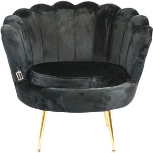 Fauteuil - Schelpstoel - Zwart - 84x76x82cm