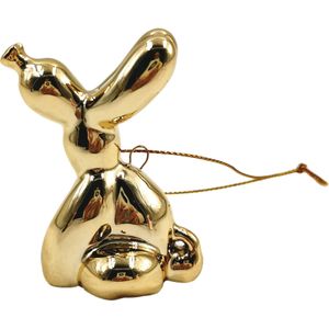 Ornament - Ballon Hond hanger - Keramiek - Goud - 5,5x4x6,5cm