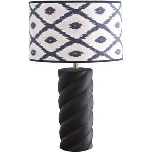 Housevitamin Gedraaide Spek Tafellamp- Keramiek- Zwart - 12x12x28cm
