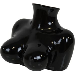 Vaas - Borsten - Keramiek - Zwart - 6,5x12,5x13cm