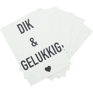 Housevitamin Ansichtkaart Dik & Gelukkig - A6 - Set van 5