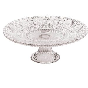 Servies- Taartplateau - Glas - Grijs - 22,5x8 cm