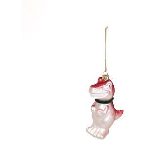 Kersthanger - Dino - Glas - Roze - 4,5x9,5x12,5cm