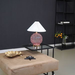 Housevitamin Tafellamp met Kristal Glazen Voet- Roze-19x19x20cm