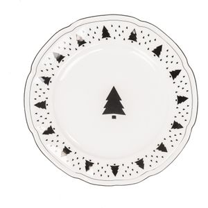 Housevitamin - Dinerbord - Kerstbomen - Newbone China - Zwart/Wit - Ø26cm