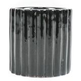 Housevitamin Diagonaal Ribbel waxinelichthouder Cilinder- 7x7x6cm-Zwart