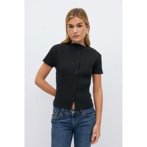 Gina Tricot - Rib button top - Tops und shirts - Schwarz - S - Dame