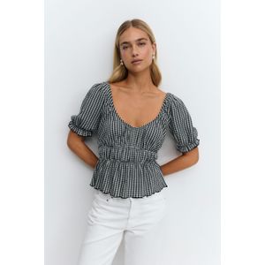 Gina Tricot - Puff sleeve top - blusen mit puffärmeln - Schwarz - S - Dame