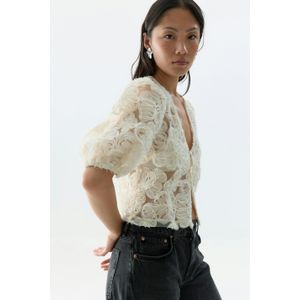 Gina Tricot - Puff sleeve blouse - blusen mit puffärmeln - Weiß - XS - Dame
