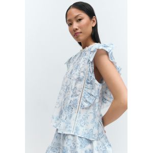 Gina Tricot - Mini boho frill top - Tops und shirts - Blau - XS - Dame