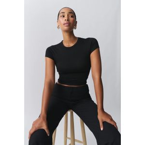 Gina Tricot - Soft touch top - Tops und shirts - Schwarz - XS - Dame