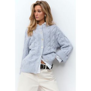 Gina Tricot - Chunky knitted cable cardigan - Cardigans - Blau - XS - Dame