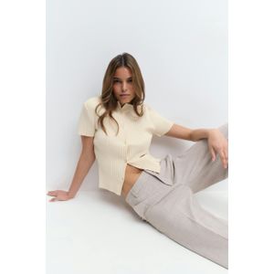 Gina Tricot - Rib button top - Tops und shirts - Gelb - S - Dame
