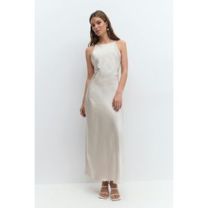 Gina Tricot - High neck satin dress - satinkleider - beige - 44 - Dame