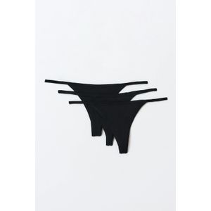 Gina Tricot - 3-pack cotton thong - slips-3er-pack - Schwarz - M - Dame