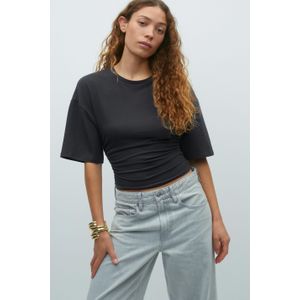 Gina Tricot - Soft touch ruched tee - Tops und shirts - Grau - XS - Dame