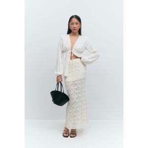 Gina Tricot - Knitted crochet skirt - maxiröcke - Weiß - M - Dame