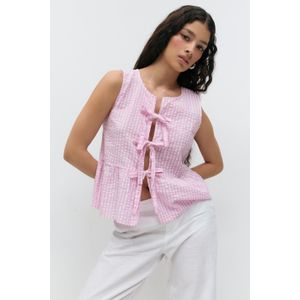Gina Tricot - Sleeveless blouse - oberteile mit bindebändern - Pink - S - Dame