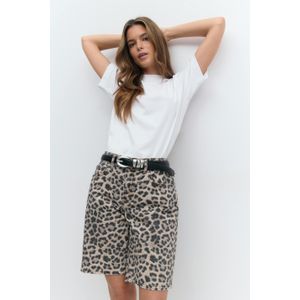 Gina Tricot - Leopard denim jorts - Jeans shorts - beige - 34 - Dame