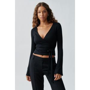Gina Tricot - Wrap top - wickeloberteile - Schwarz - L - Dame