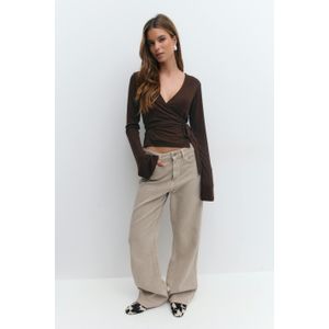 Gina Tricot - Wrap top - wickeloberteile - Braun - XXS - Dame