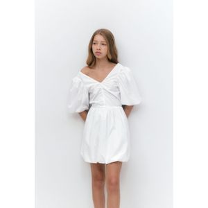 Gina Tricot - Y puff sleeve dress - kleider - Weiß - 170 - Mädchen