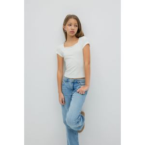 Gina Tricot - Y scandi short sleeve top - Oberteile - Weiß - 170 - Mädchen
