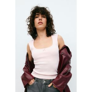 Gina Tricot - Tight rib top - Tops - Pink - L - Dame