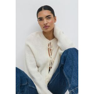 Gina Tricot - Knitted tie cardigan - Cardigans - Weiß - XS - Dame