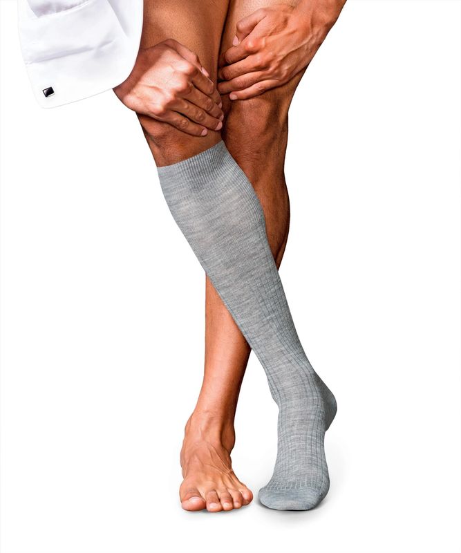FALKE - Heren Kniekousen No. 7 - Grijs Light Grey Melange - 1 Paar