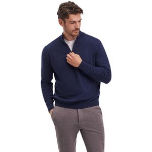 FALKE - Basic - Lamswollen Trui - Blauw - Half-Zip