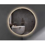 Circle badkamerspiegel rond diameter 80cm met indirecte LED verlichting met spiegelverwarming en touch schakelaar