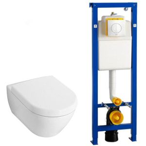 Villeroy & Boch Subway 2.0 toiletset met luxe zitting, Wisa reservoir en Argos Wit Knop 0124005/0124060/0704406/