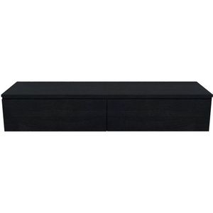 Arcqua Living Onderkast - 140x46x30cm - 2 lades - greeploos - gemelamineerd spaanplaat - oak black ONK494438