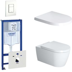 Duravit Starck Me Toiletset - inbouwreservoir - diepspoel - wandcloset - softclose - bedieningsplaat verticaal/horizontaal - wit 0720003/0729205/0293433/0293435/