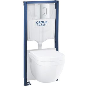 GROHE Euro Ceramic toiletset - Rapid SL inbouwreservoir - spoelrandloos - softclose zitting - bedieningsplaat chroom - glans wit 39702000
